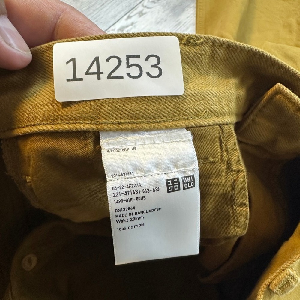 Uniqlo Denim Pleated Trousers Womens 29x30 Mustard Yellow Pants Baggy Loose - Picture 10 of 10
